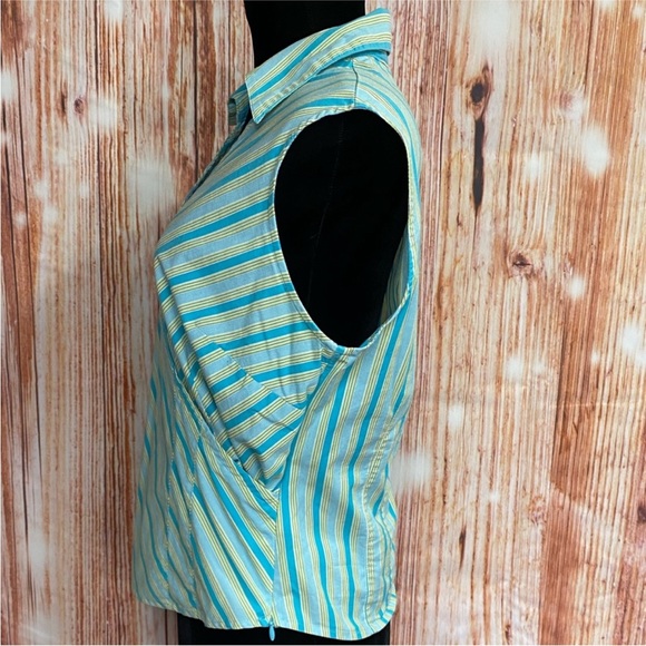 Worthington Striped Sleeveless Mock Wrap Top - Picture 4 of 10